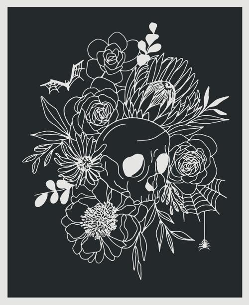 Noir Skull Quilt Panels by Alli K Designs