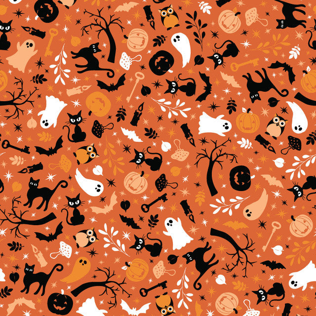 Pumpkins & Potions Orange Cats & Ghosts