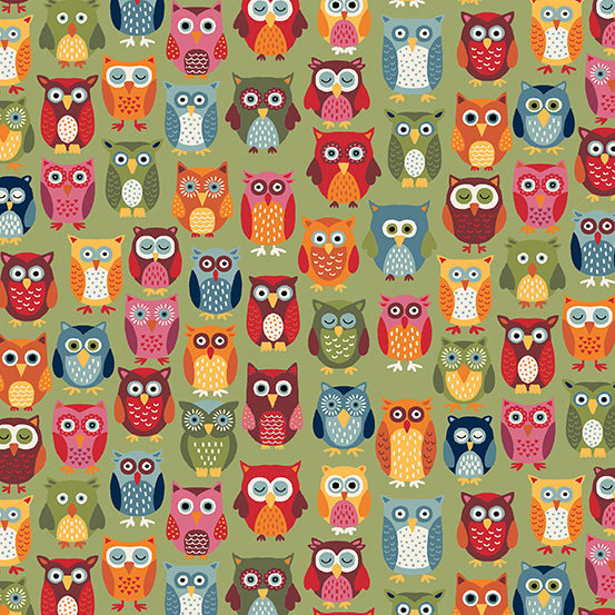 Autumn Days Green Owls