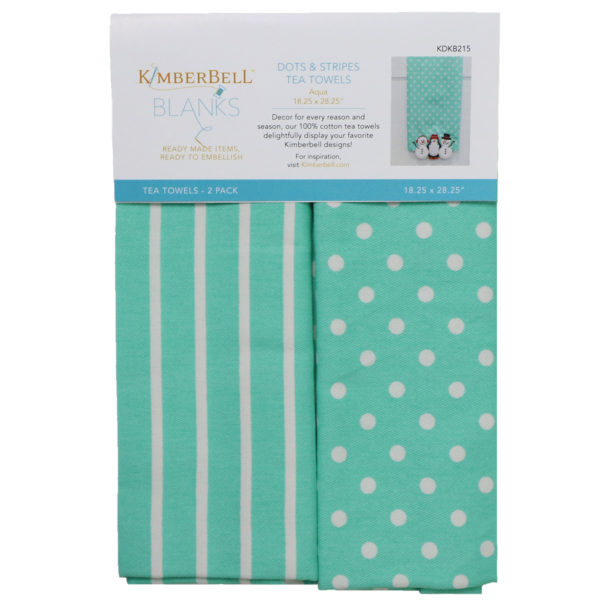 Kimberbell Designs Stripes and Dots Aqua Tea Towels