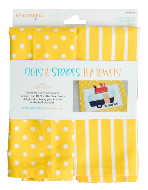 Kimberbell Dots & Striped Tea Towels Lemon