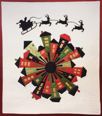 Dresden Neighborhood quilt with Laser-Cut Santa and Reindeer applique
